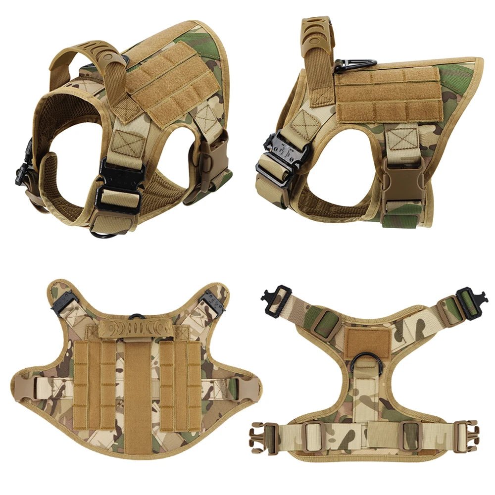Tactical Dog Harness Leash Set for Large Dogs Military Harnesses for Training Walking Hunting Pet Vest Handle No Pull Malinois - Barking & Purrfectly Happy