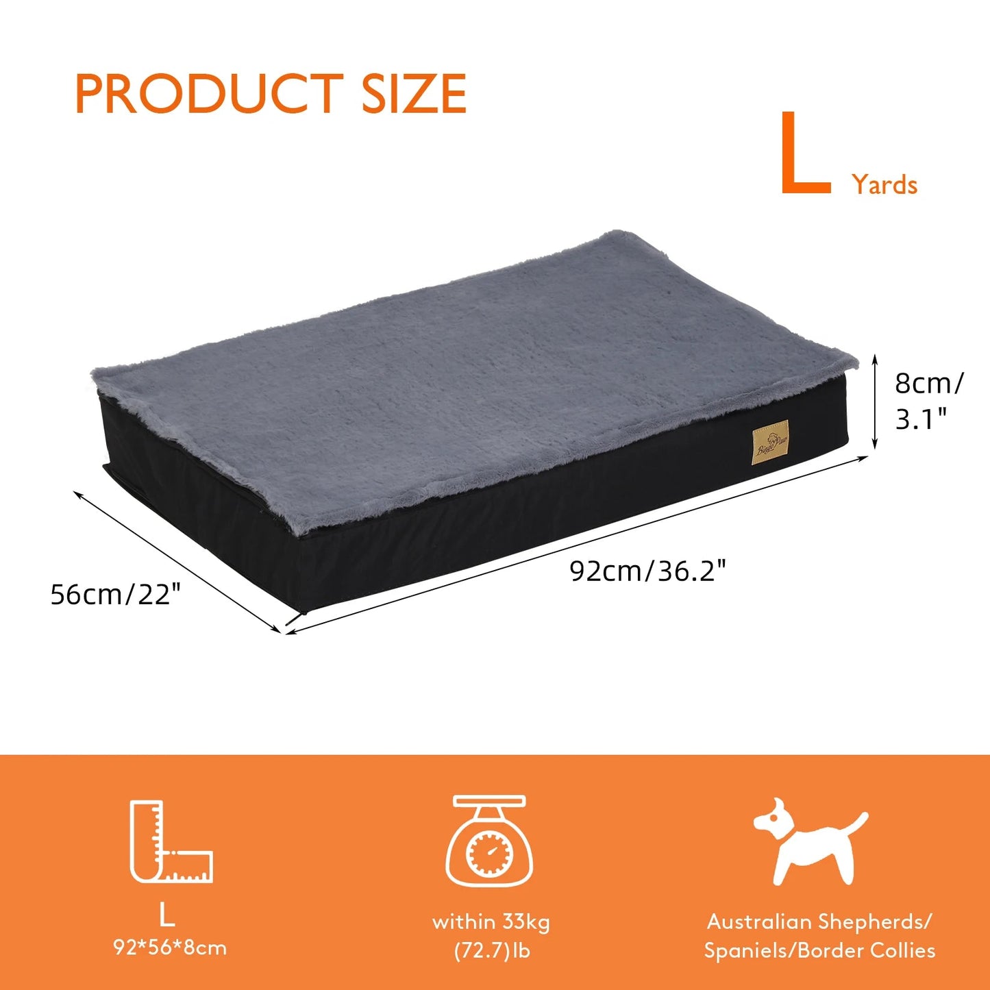 Washable Dog Beds for Large Dogs Comfortable Orthopedic Dog Bed Sponge Foam Pet Bedding Dog Crate Bed - Barking & Purrfectly Happy