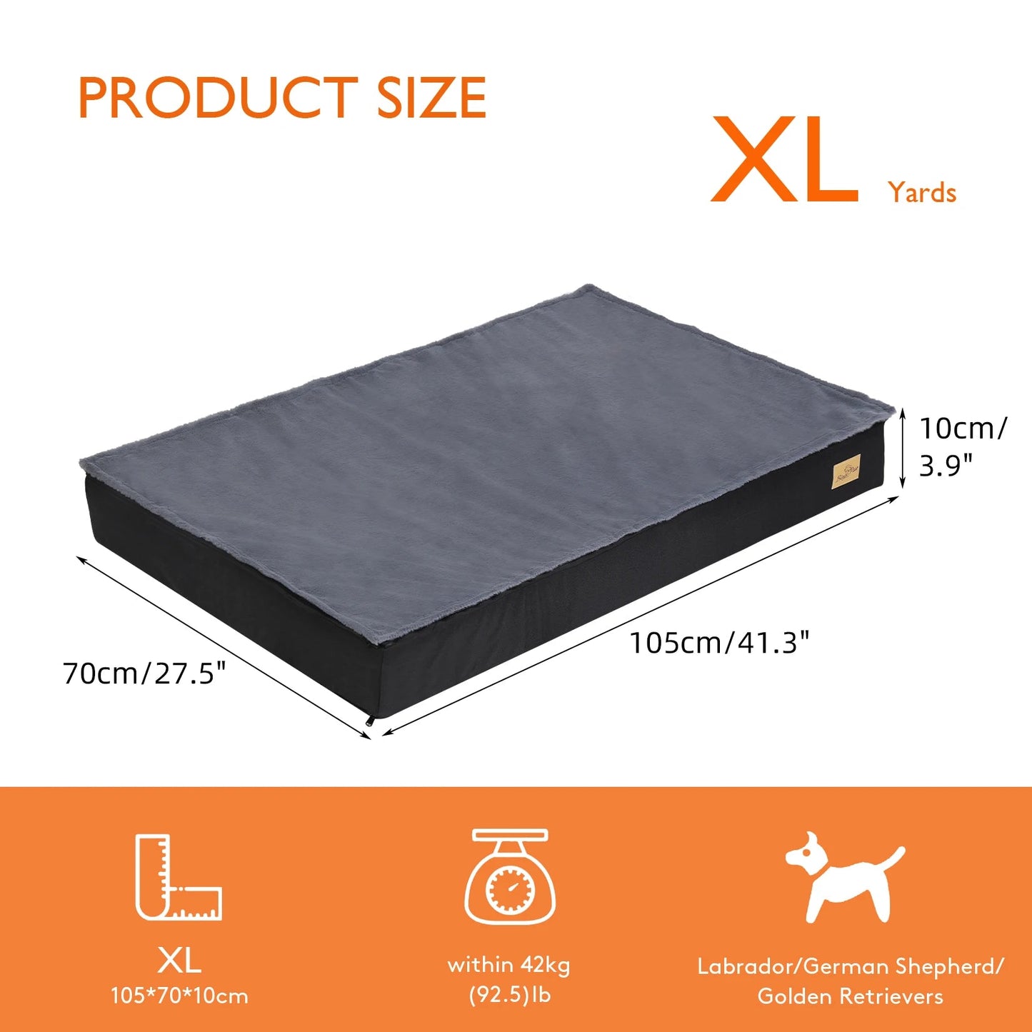 Washable Dog Beds for Large Dogs Comfortable Orthopedic Dog Bed Sponge Foam Pet Bedding Dog Crate Bed - Barking & Purrfectly Happy