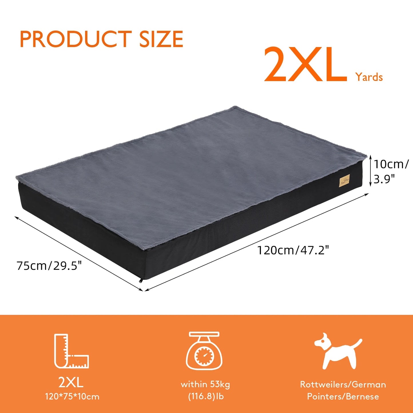 Washable Dog Beds for Large Dogs Comfortable Orthopedic Dog Bed Sponge Foam Pet Bedding Dog Crate Bed - Barking & Purrfectly Happy