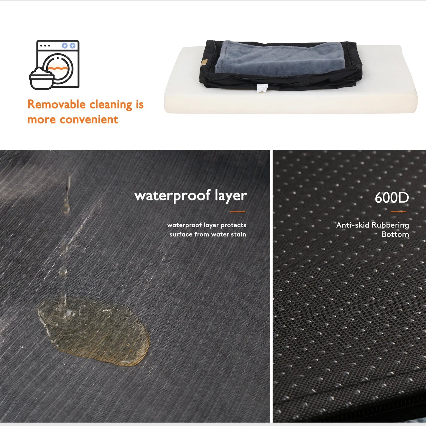 Washable Dog Beds for Large Dogs Comfortable Orthopedic Dog Bed Sponge Foam Pet Bedding Dog Crate Bed - Barking & Purrfectly Happy