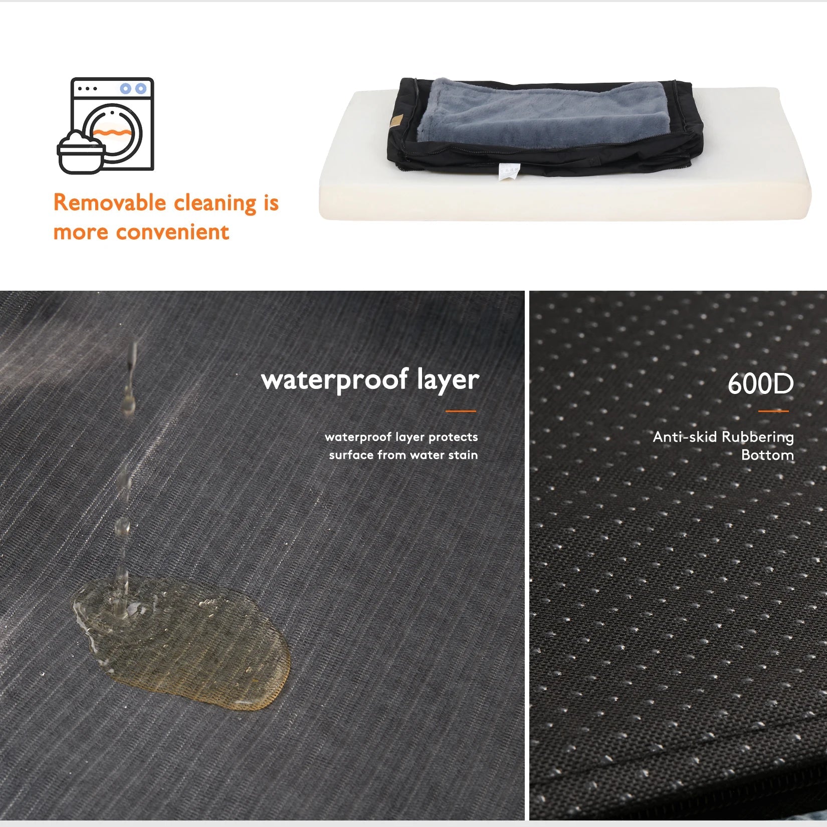 Washable Dog Beds for Large Dogs Comfortable Orthopedic Dog Bed Sponge Foam Pet Bedding Dog Crate Bed - Barking & Purrfectly Happy