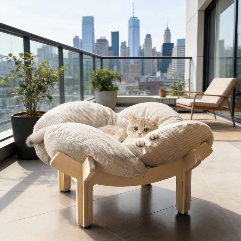 With Soft Cushion Three-Color Wooden High Leg Cat Bed - Comfortable Pet Sofa, Ideal for Cats And Small Dogs, Includes Hardware T - Barking & Purrfectly Happy